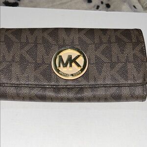 Michael Kors Dark Brown Wallet with Gold Logo